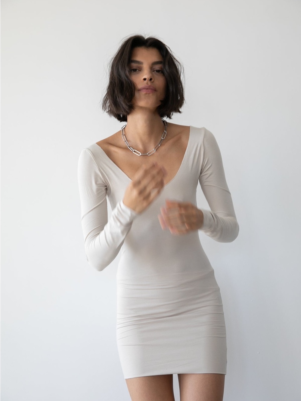 NWT Trois Helena Mini Dress in Bone